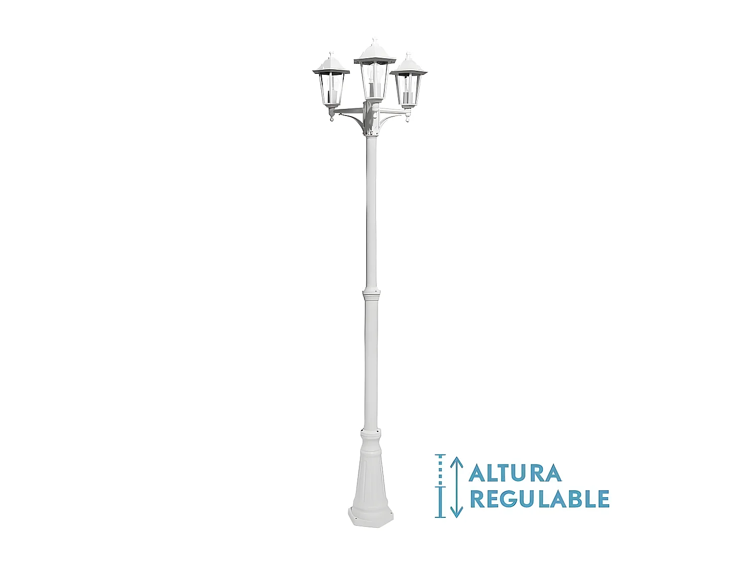 Farola De Tres Luces Blanca, En Aluminio Modelo Auriga