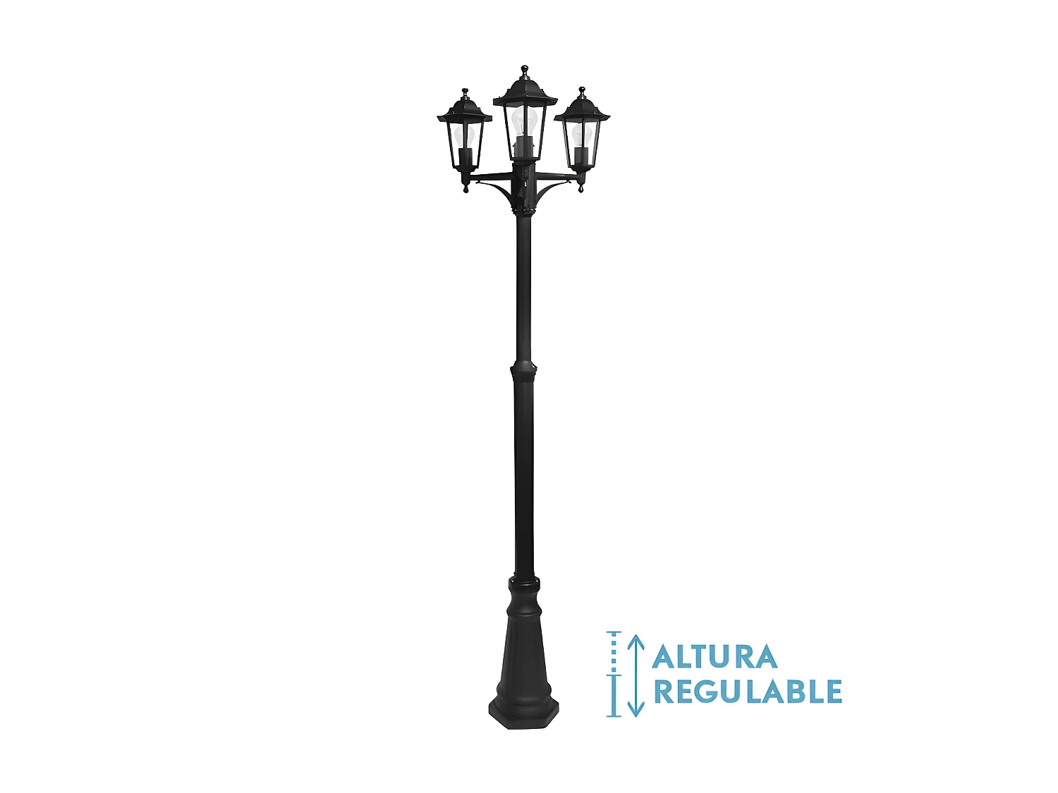 Lampe de jardin noir en aluminium de 3 lumières modèle AURIGA FABRILAMP