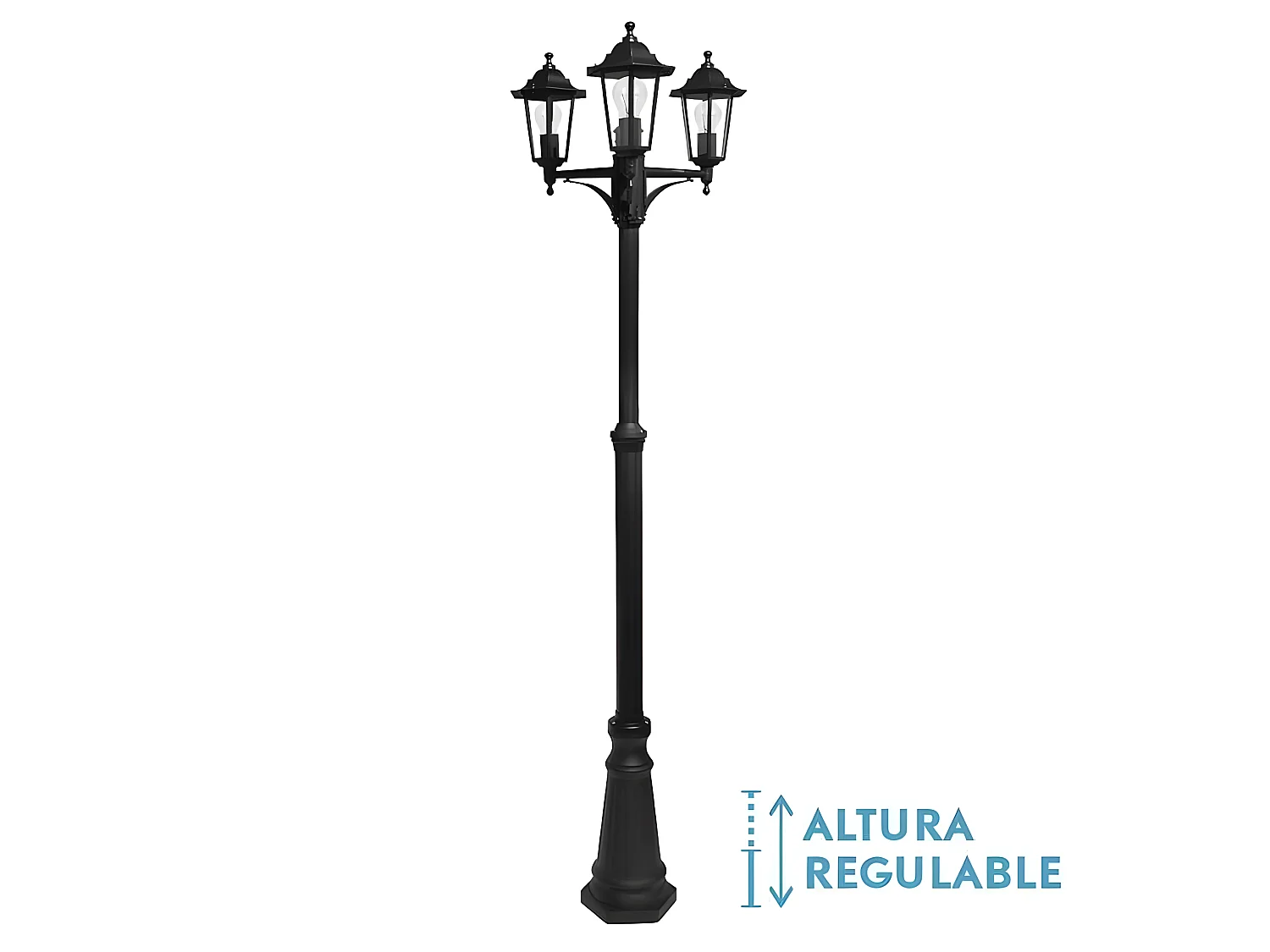 Lampe de jardin noir en aluminium de 3 lumières modèle AURIGA FABRILAMP