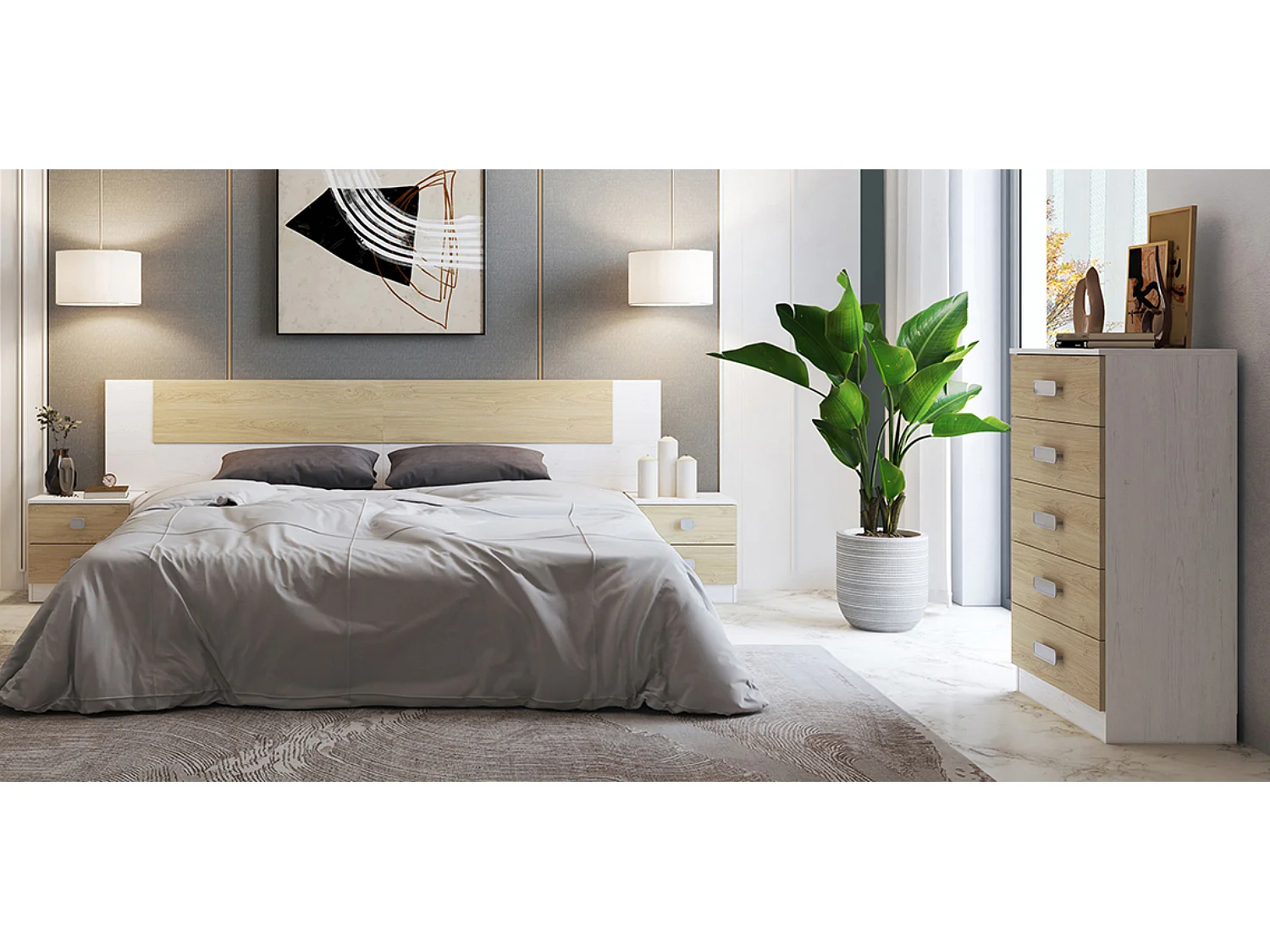 Chiffonnier , meuble de rangement coloris andersen, puccini - Longueur 60 x Profondeur 37,80 x Hauteur 108 cm