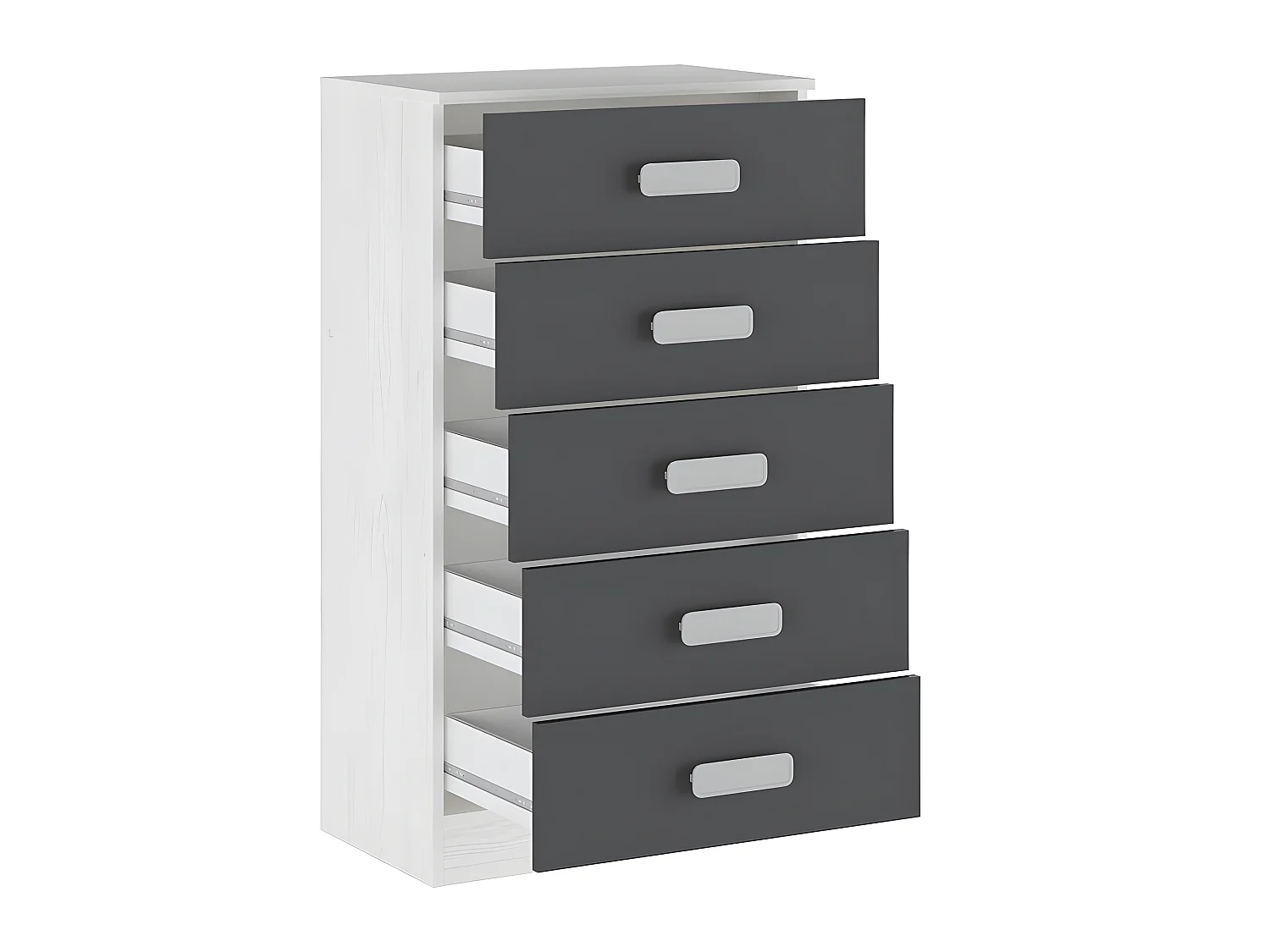 Chiffonnier , meuble de rangement coloris andersen, graphite - Longueur 60 x Profondeur 37,80 x Hauteur 108 cm