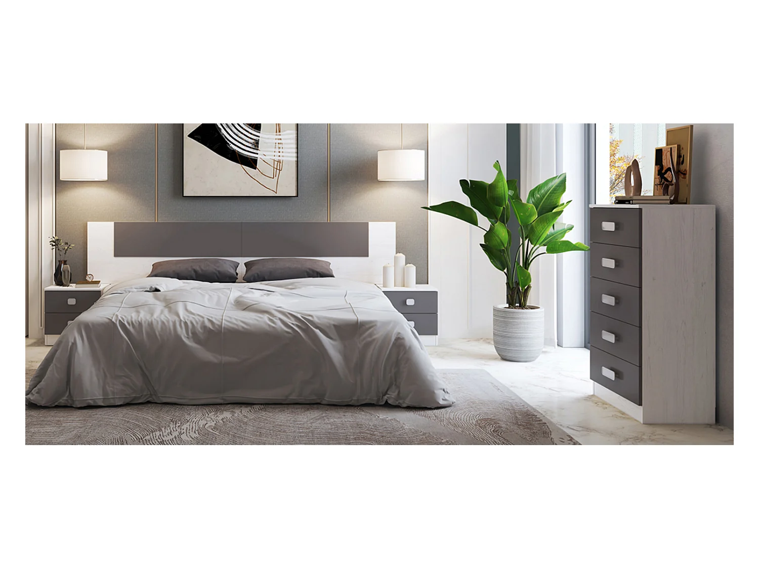 Chiffonnier , meuble de rangement coloris andersen, graphite - Longueur 60 x Profondeur 37,80 x Hauteur 108 cm
