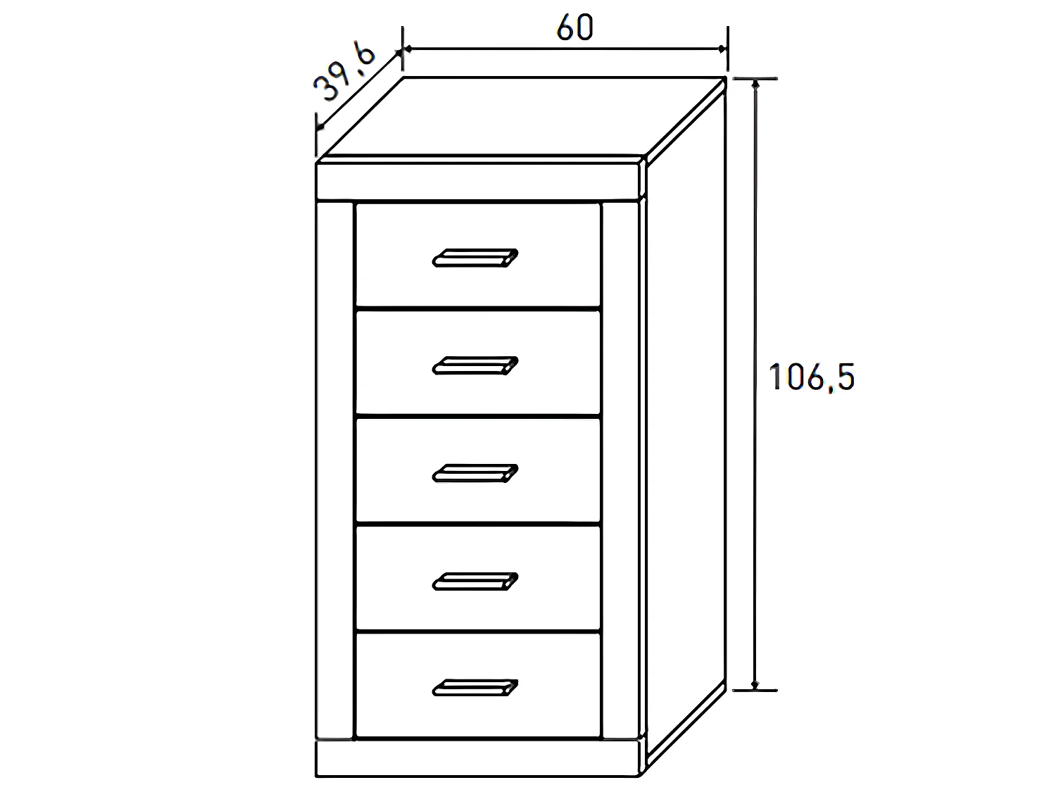 Chiffonnier, meuble de rangement coloris Pin andersen, pin Gris - Longueur 50 x Profondeur 34,6 x Hauteur 60 cm