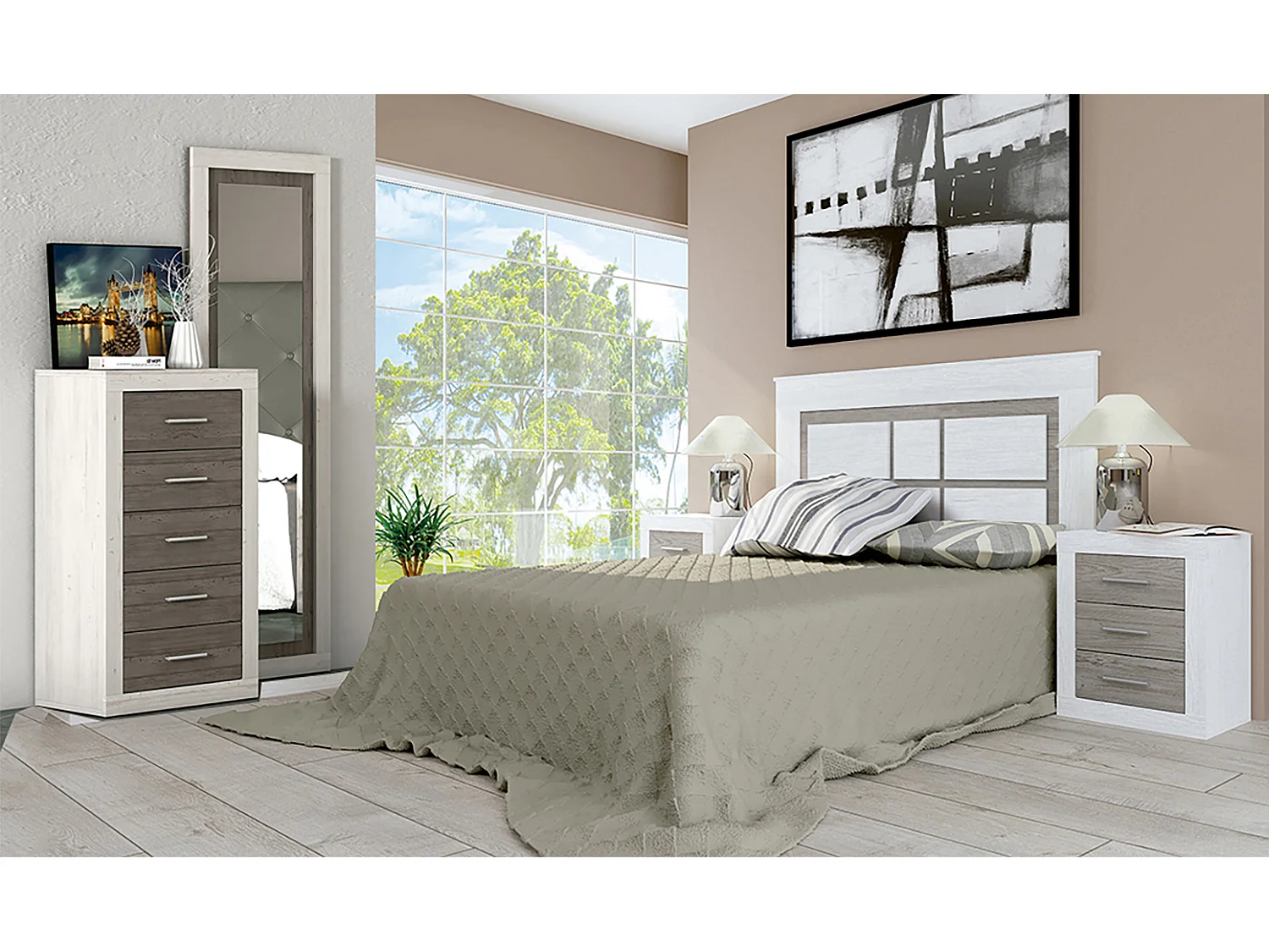 Chiffonnier, meuble de rangement coloris Pin andersen, pin Gris - Longueur 50 x Profondeur 34,6 x Hauteur 60 cm