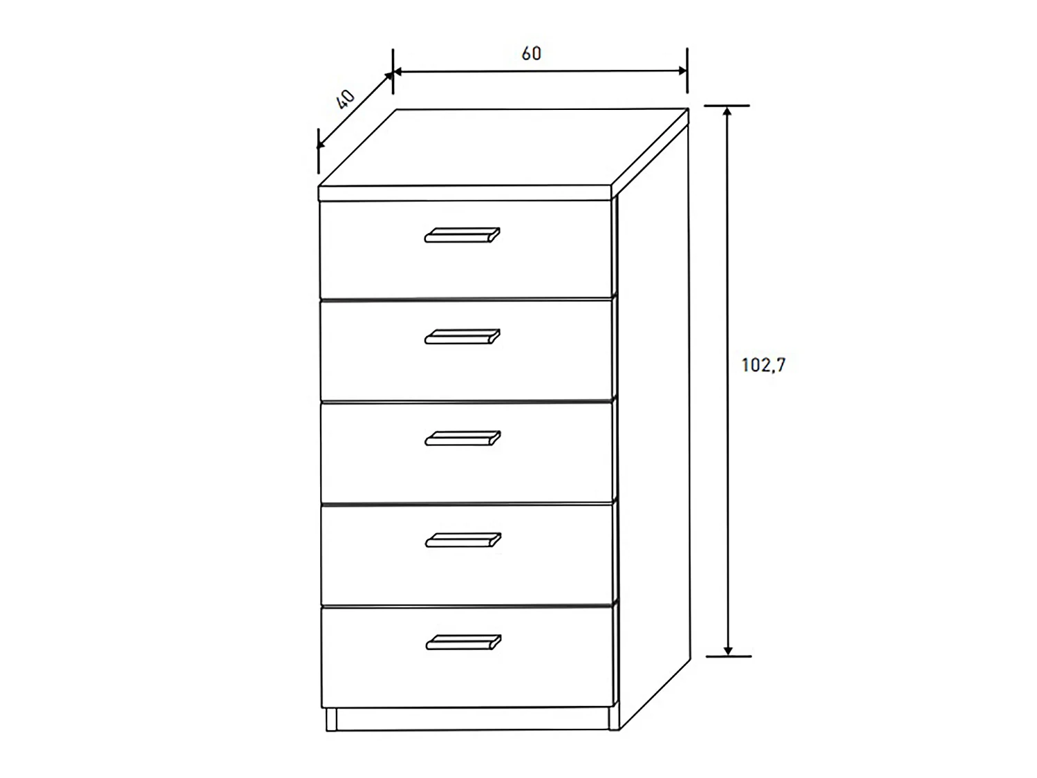 Chiffonnier, meuble de rangement coloris chêne cambrian, graphite - Longueur 60 x Profondeur 40 x Hauteur 102,7 cm