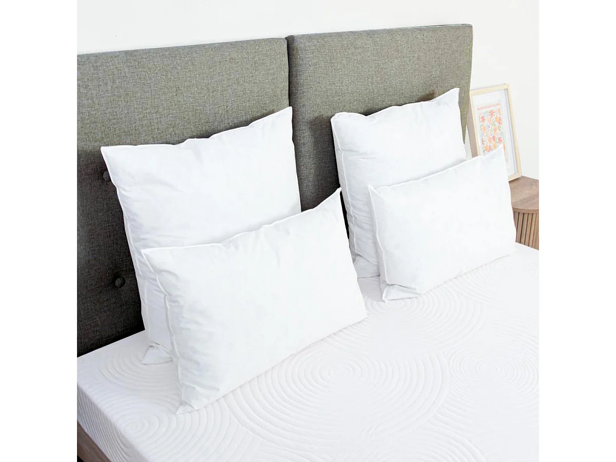 Oreiller Chambord 45x70 cm - Duvet et plumes - Confort douillet - 18 cm d'épaisseur