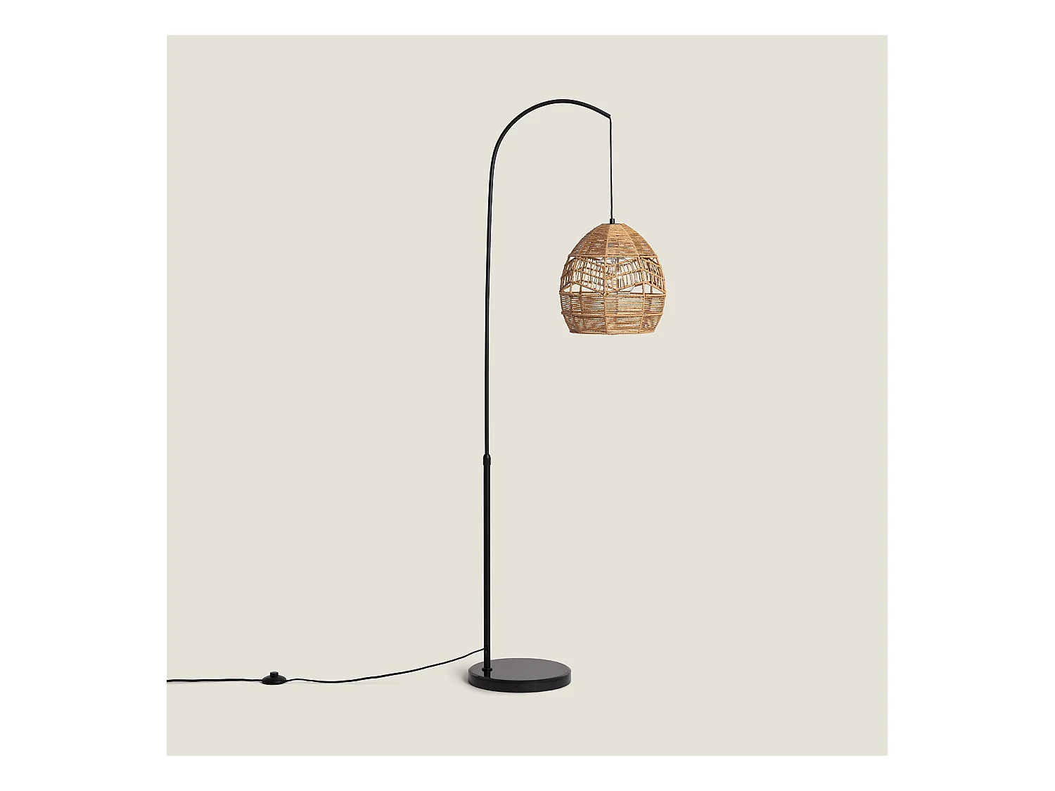 Lampadaire Métal et Papier Tressé Beyawo Naturel