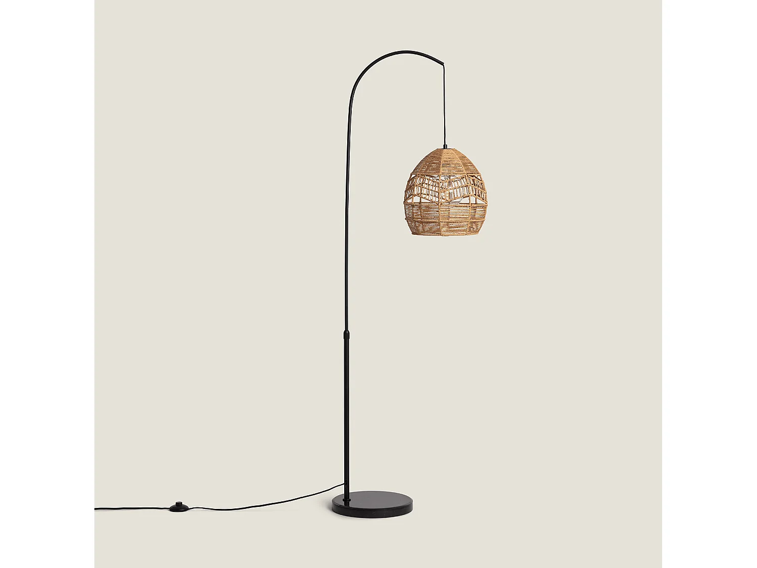 Lampadaire Métal et Papier Tressé Beyawo Naturel