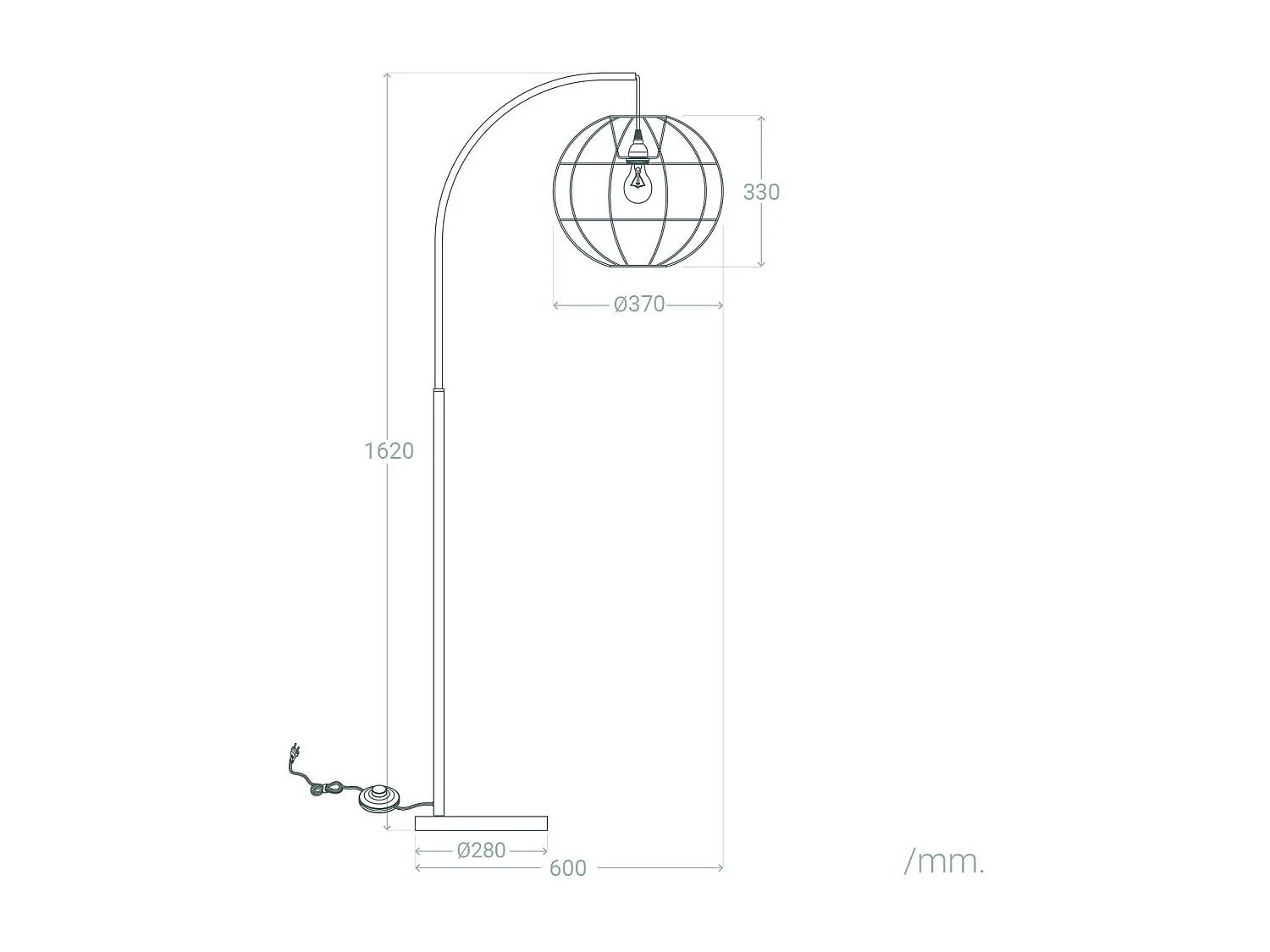 Lampadaire Rotin Kithnos Noir