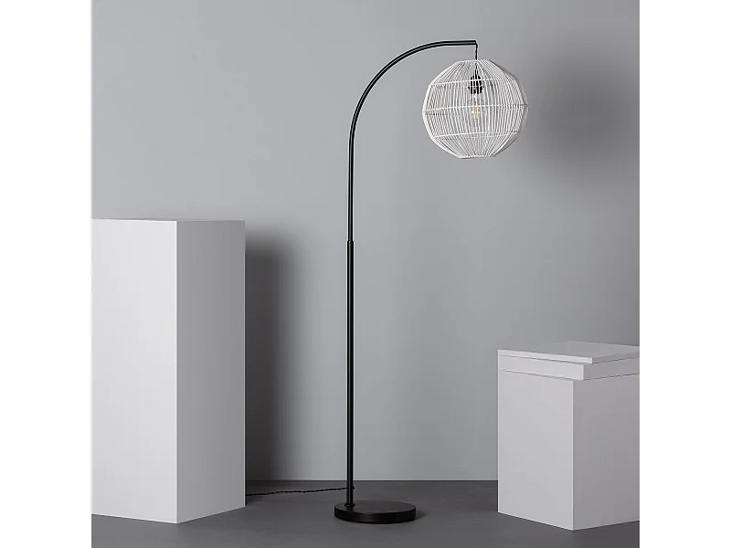 Lampadaire Rotin Kithnos Noir