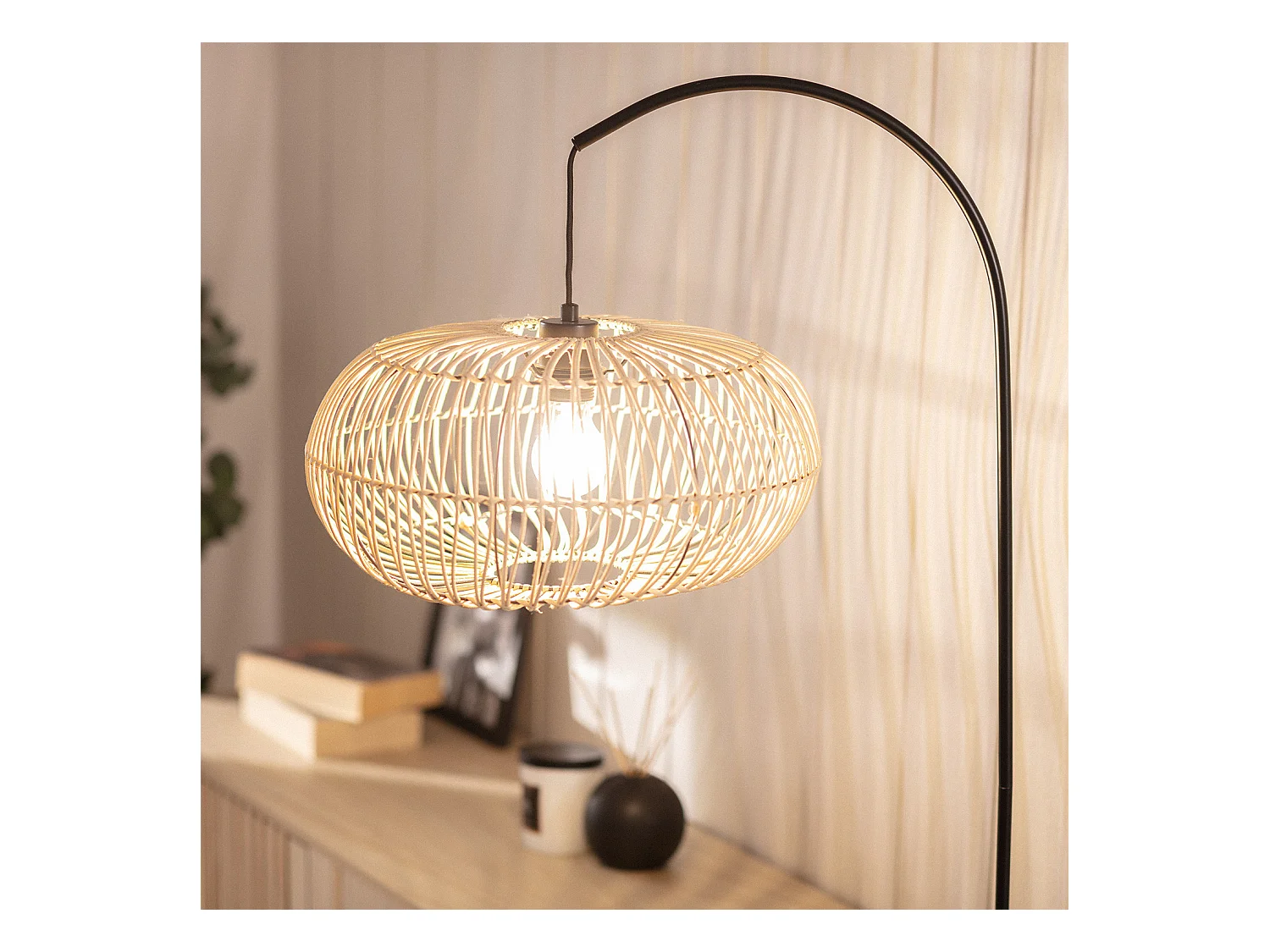 Lampadaire Rotin Arawa Lebrel Naturel