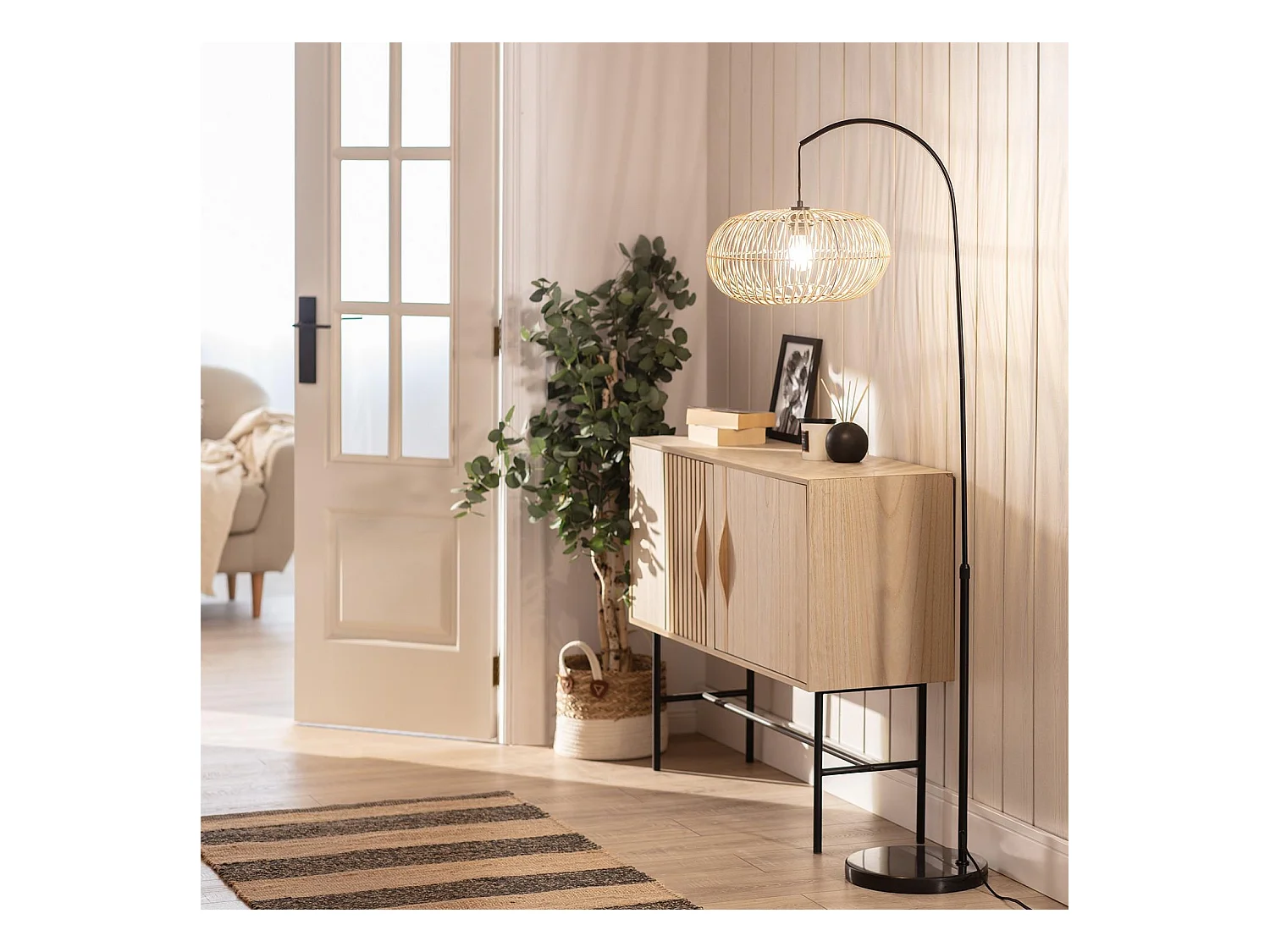 Lampadaire Rotin Arawa Lebrel Naturel