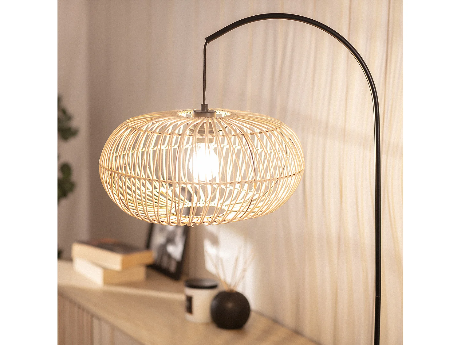 Lampadaire Rotin Arawa Lebrel Naturel