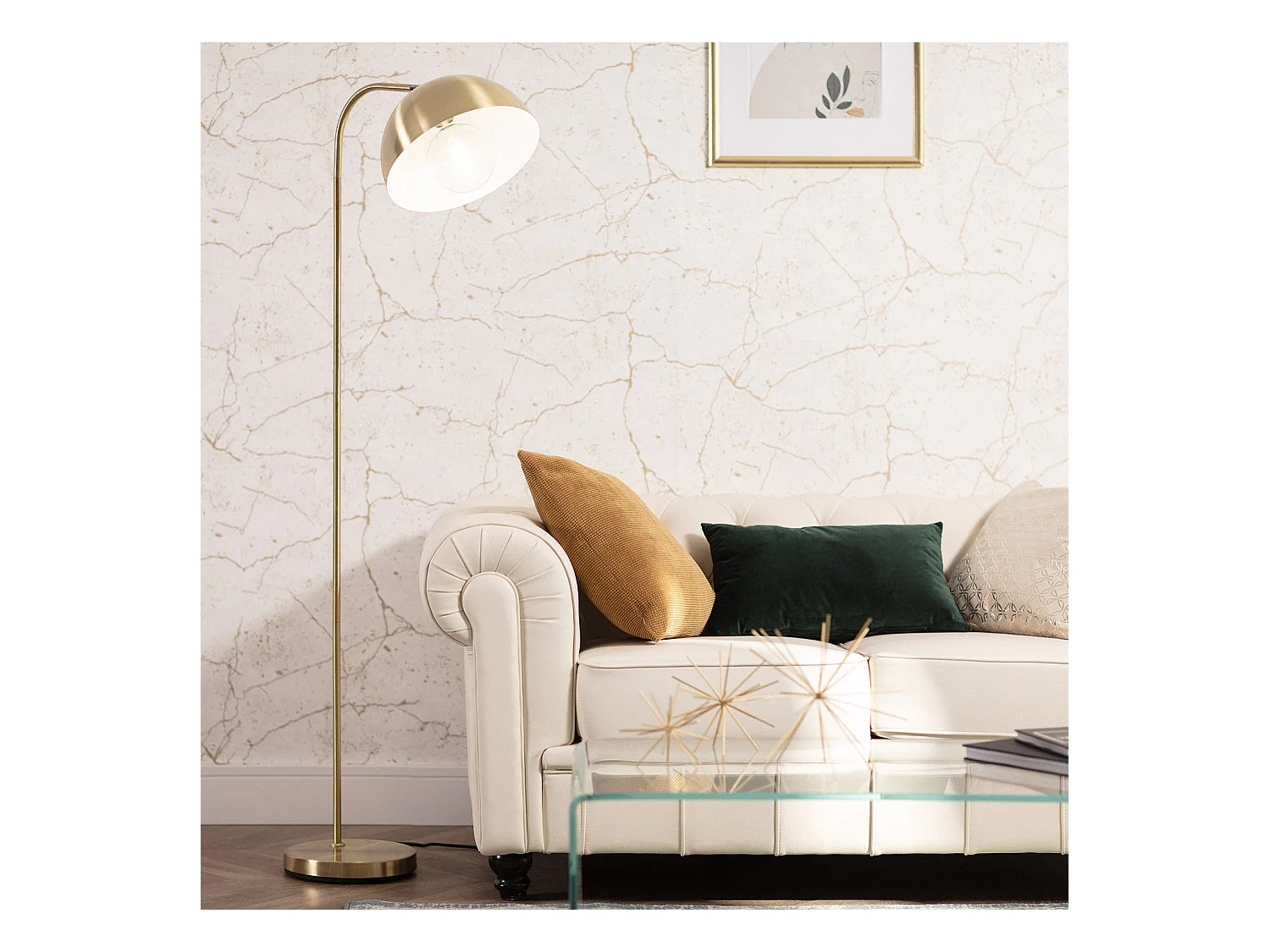 Lámpara de Pie Bowlen Dorado