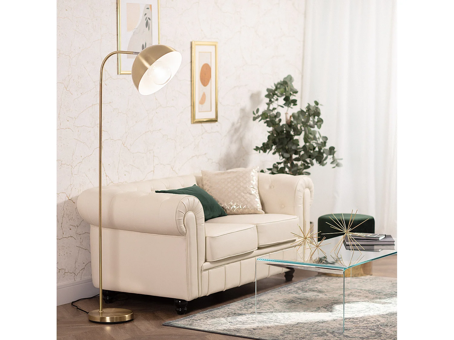 Lámpara de Pie Bowlen Dorado