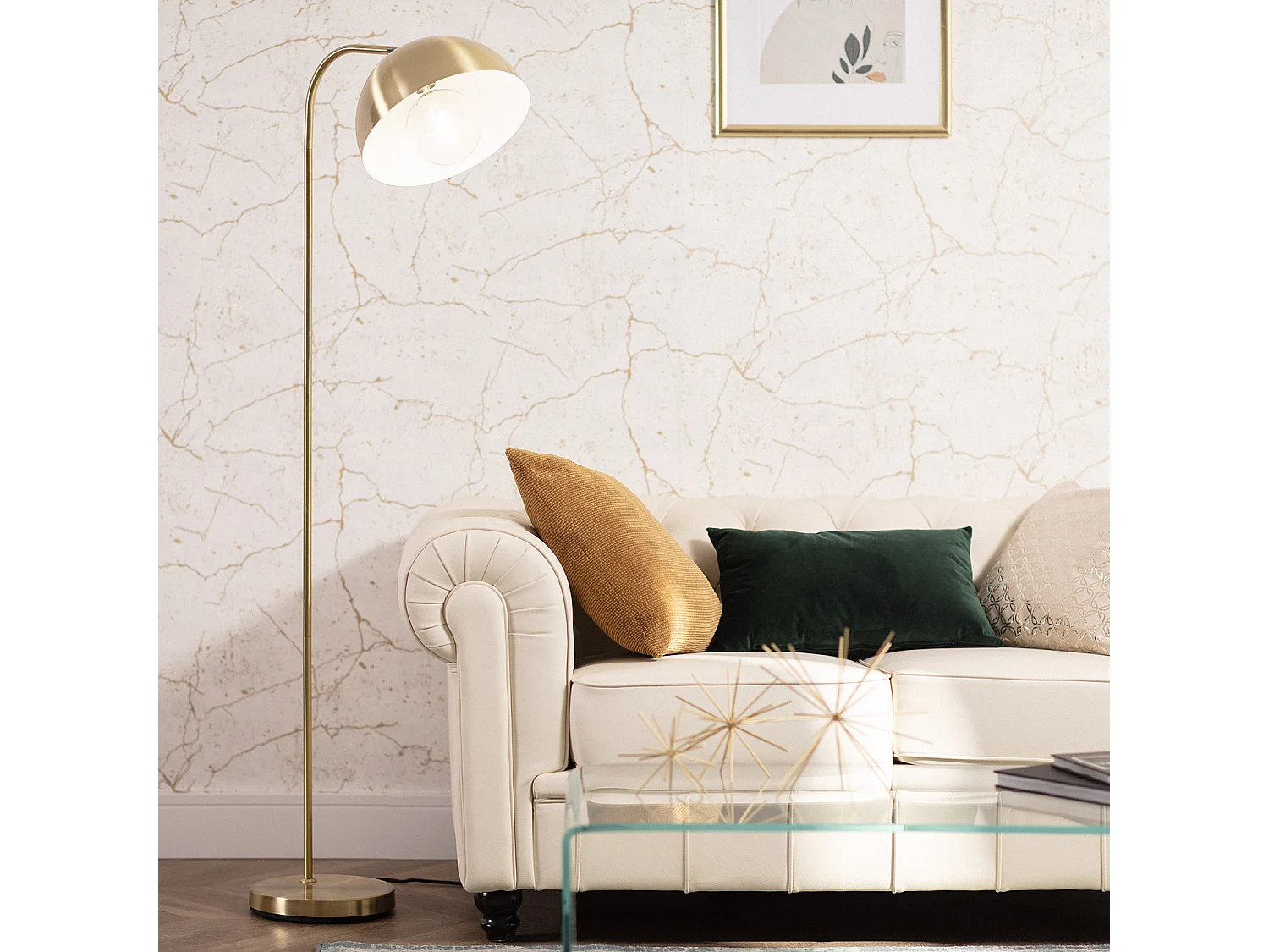 Lámpara de Pie Bowlen Dorado