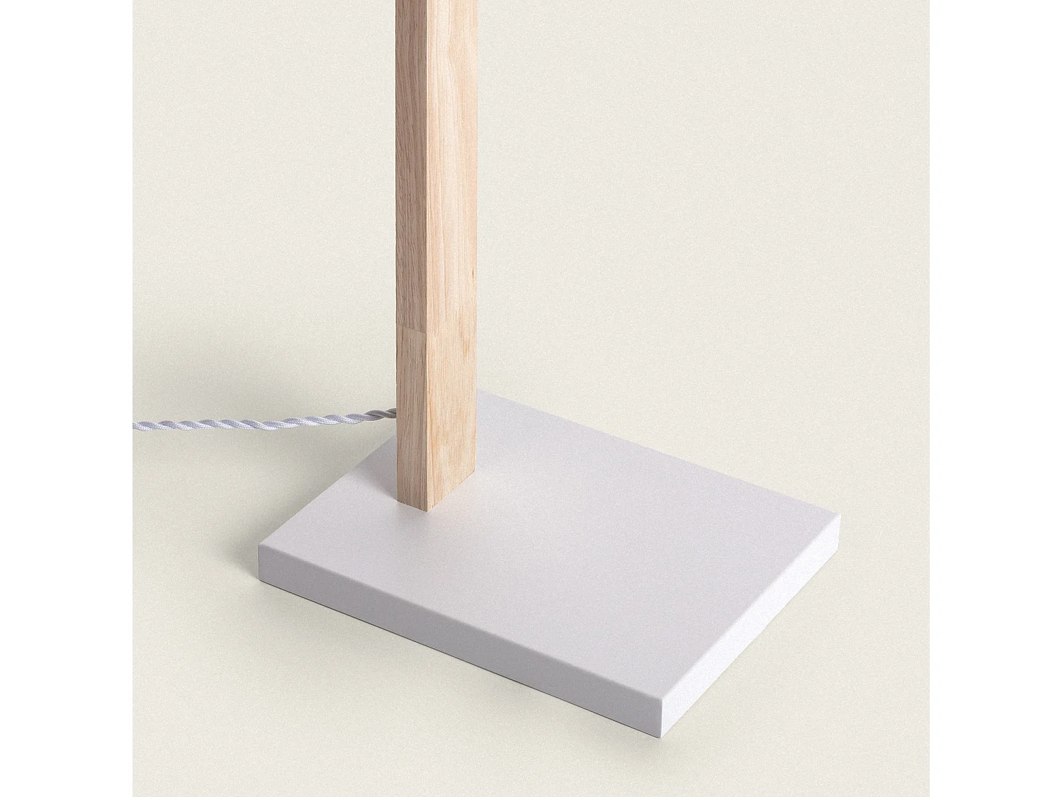 Lámpara de Pie Madera y Tela Haakon Blanco