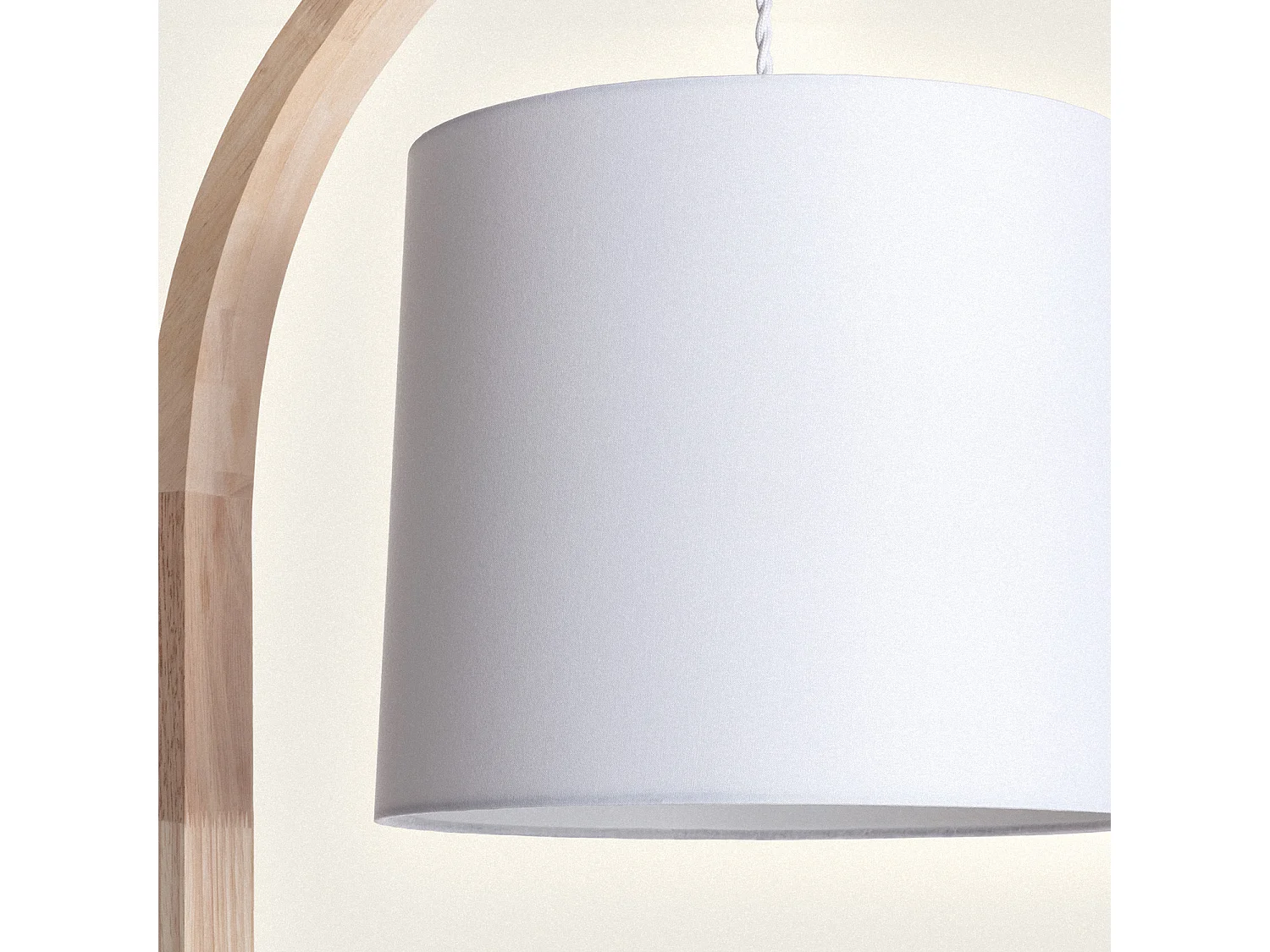 Lámpara de Pie Madera y Tela Haakon Blanco