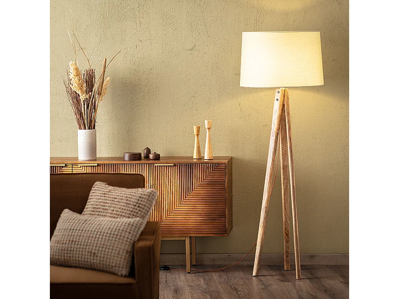 Lámpara de Pie Madera Kumar ILUZZIA Verde Celadón