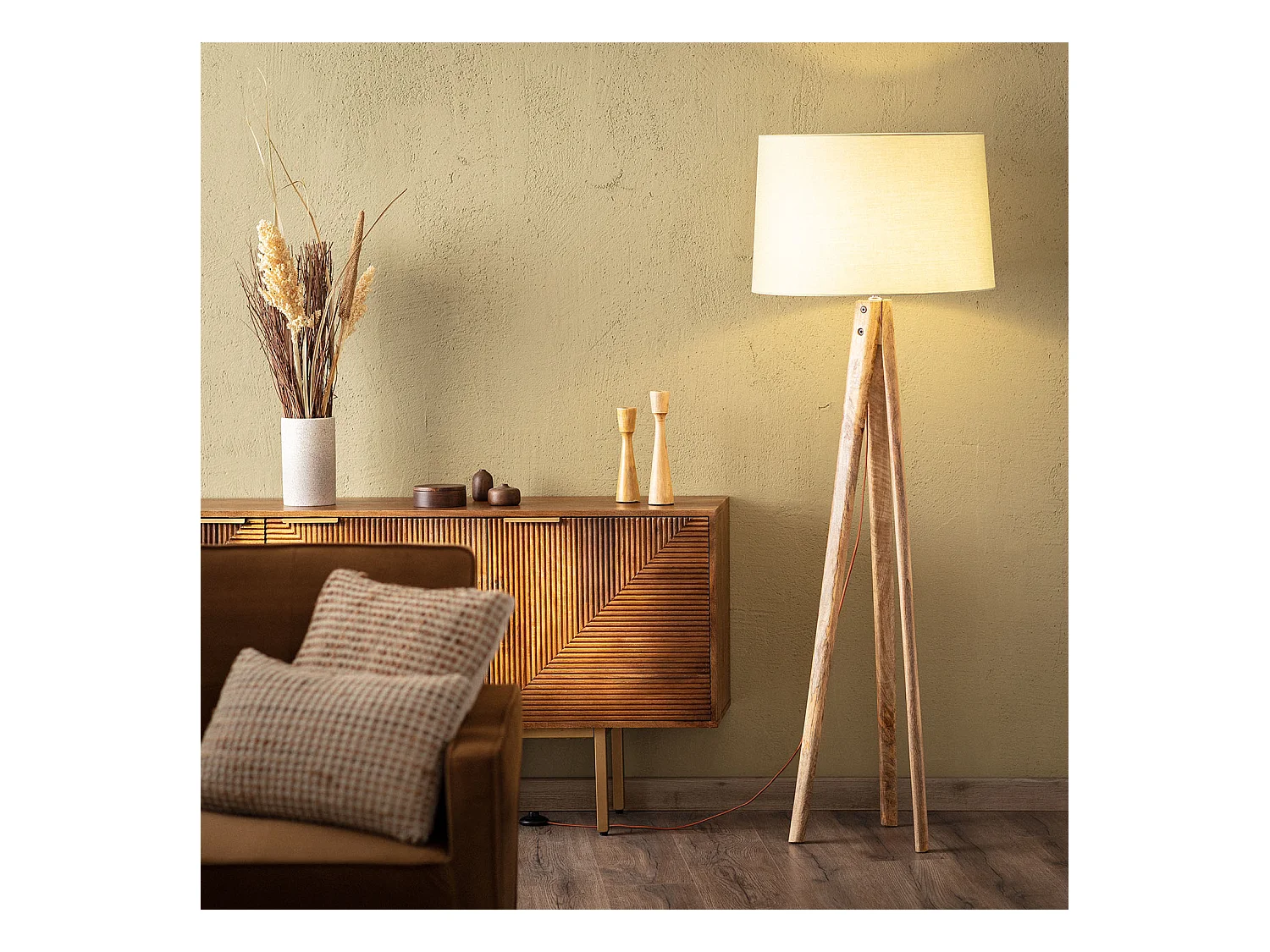 Lampada da Terra Legno Kumar ILUZZIA Verde Celadon