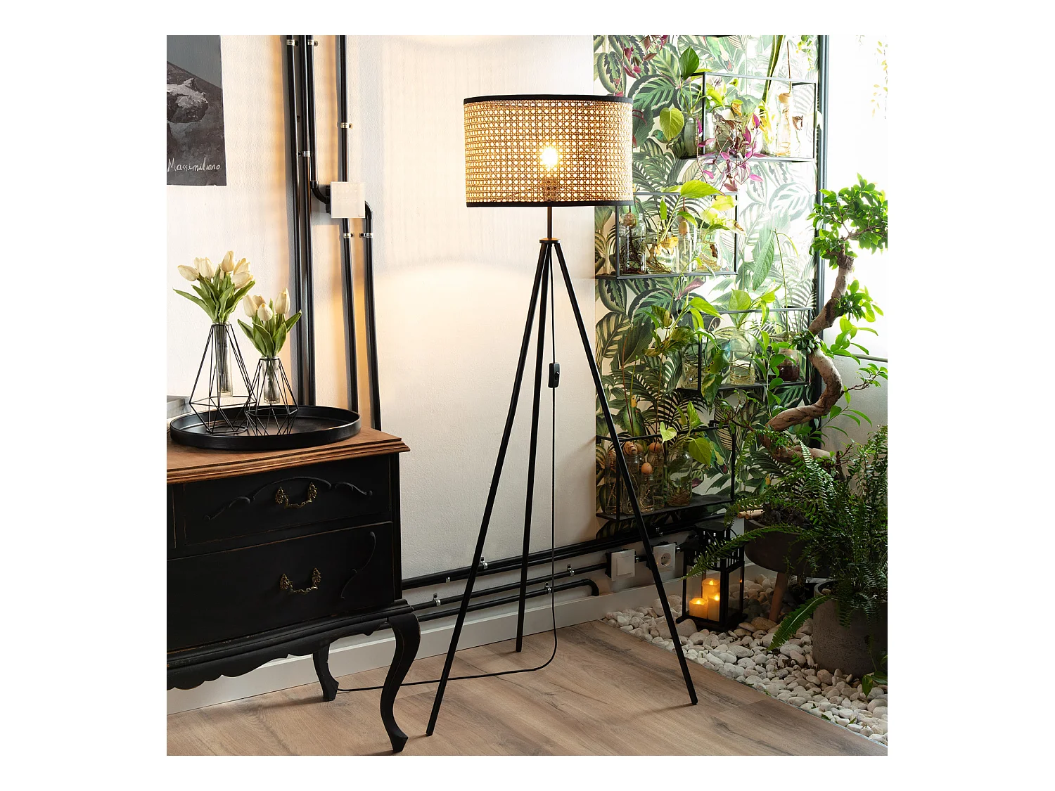 Lámpara de Pie Ratán Huela Natural