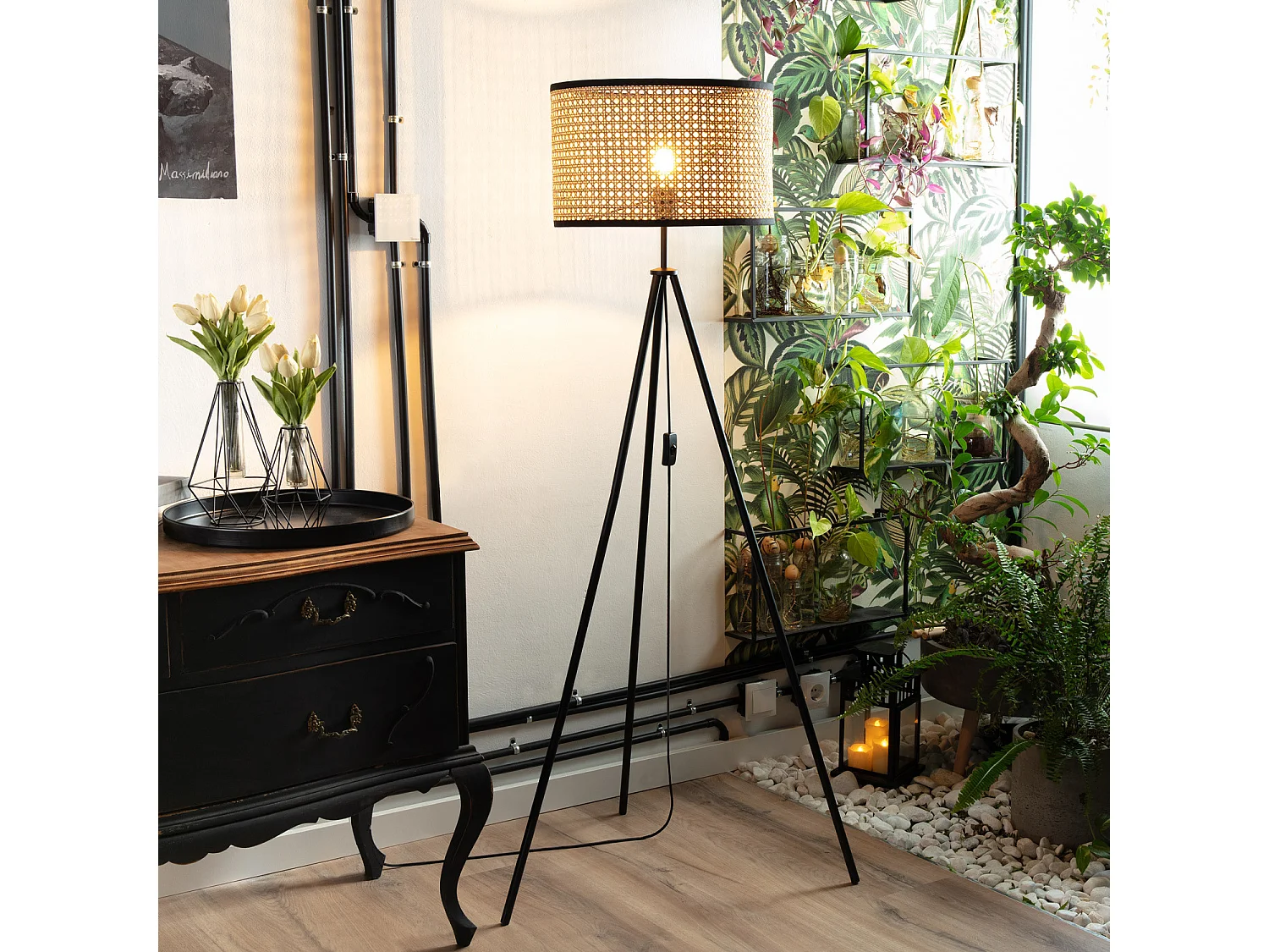 Lampada da Terra Rattan Huela Naturale