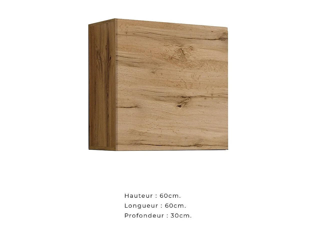 Armoire suspendue aspect chêne 60x60cm pour salon collection SWITCH.