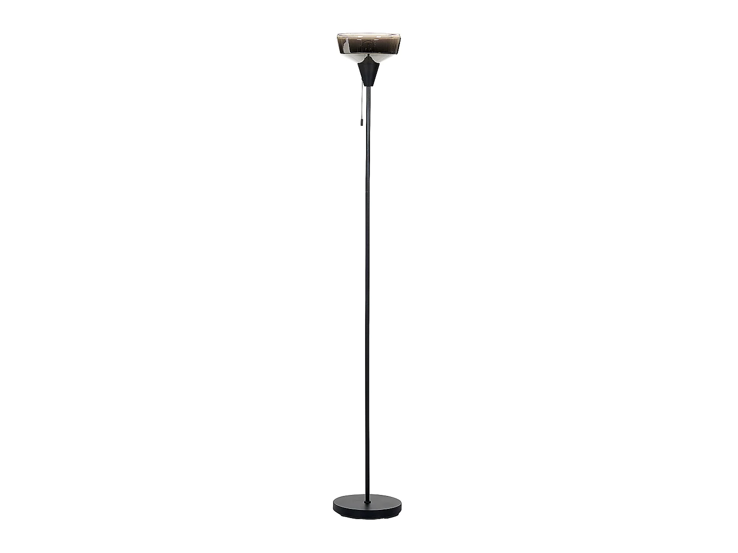 Stehlampe aus Rauchglas und Eisen schwarz / silber 175 cm hoch modern Talparo