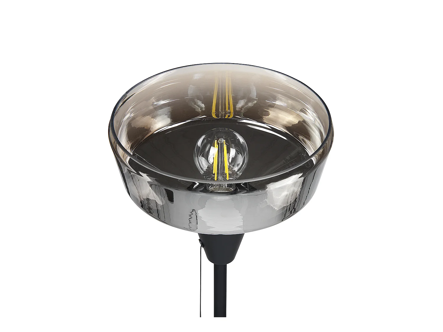 Stehlampe aus Rauchglas und Eisen schwarz / silber 175 cm hoch modern Talparo