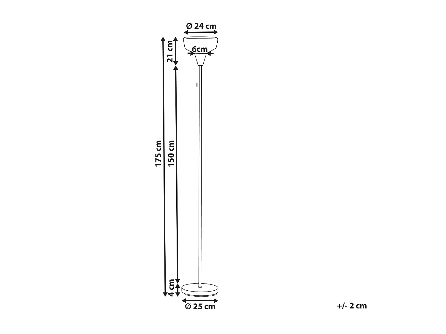 Stehlampe aus Rauchglas und Eisen schwarz / silber 175 cm hoch modern Talparo