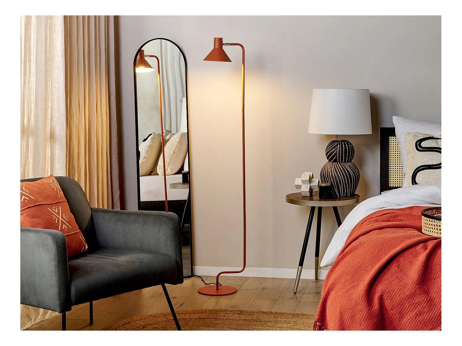 Lampada da pavimento RIMAVA Regolabile Metallo Arancione