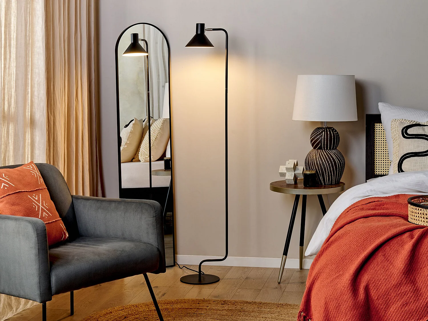 Staande lamp RIMAVA Verstelbaar Metaal Zwart