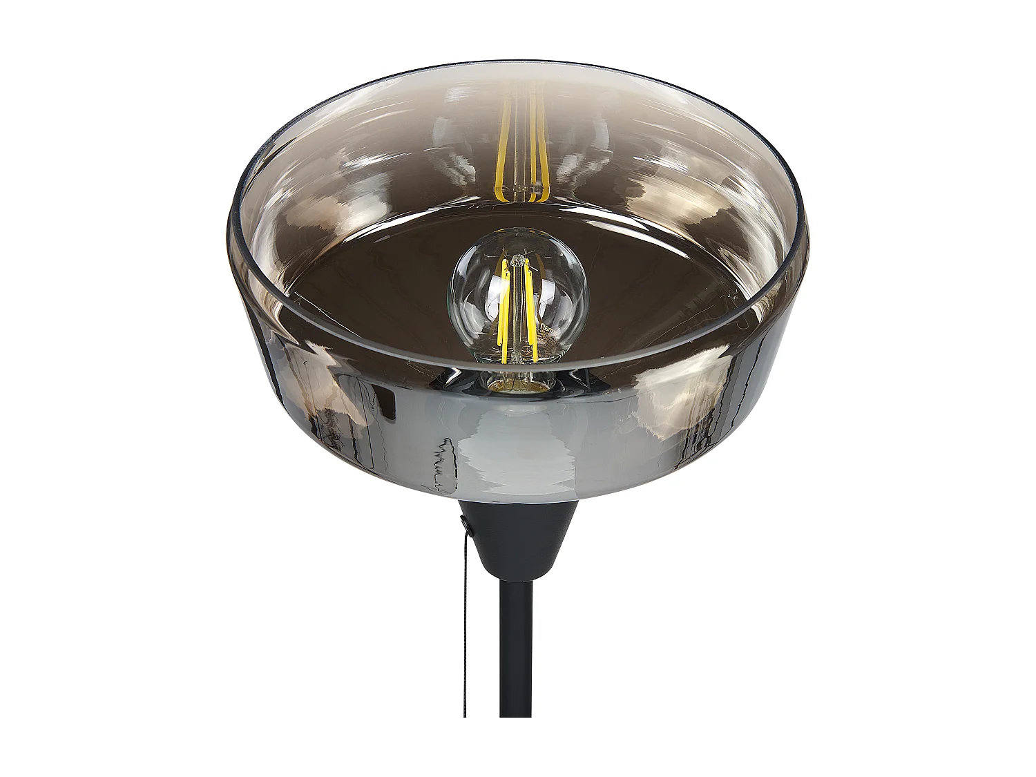 Stehlampe aus Rauchglas und Eisen schwarz / gold 175 cm hoch modern Talparo
