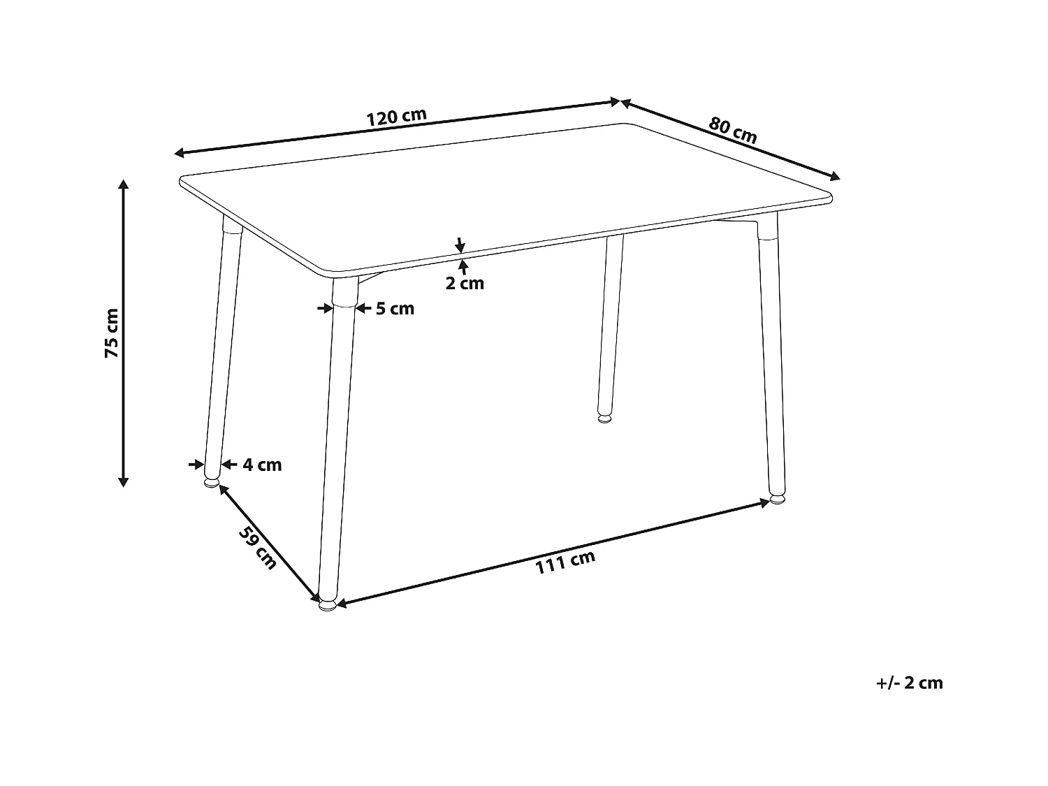 Mesa de comedor NEWBERRY Blanco 120 cm 80 cm