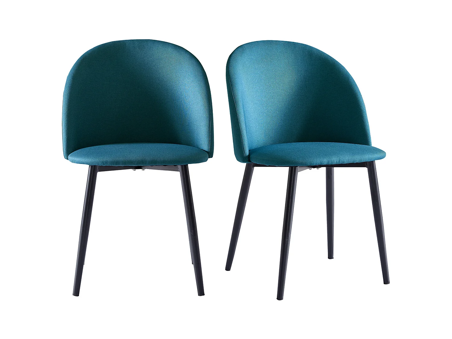 MALOU-Sedia vintage tessuto blu gambe nero spazzolato (x2)