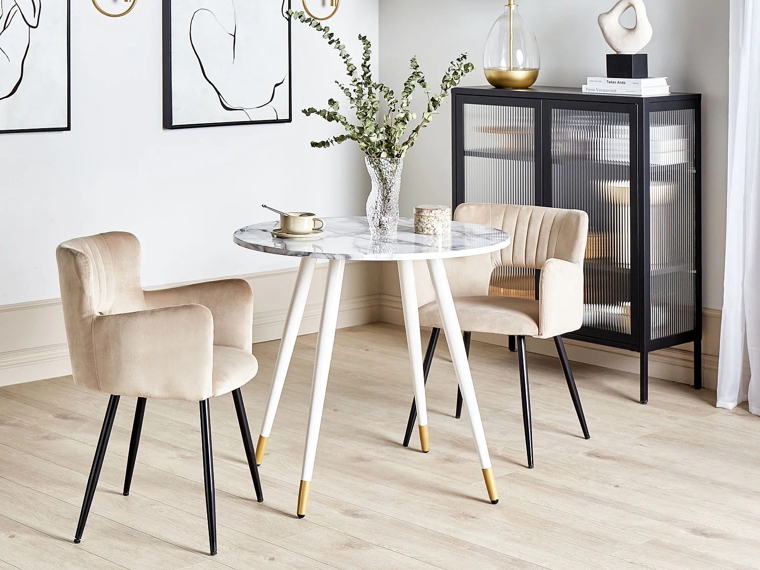 Table de repas GUTIERE Marbre blanc 80 cm 80 cm