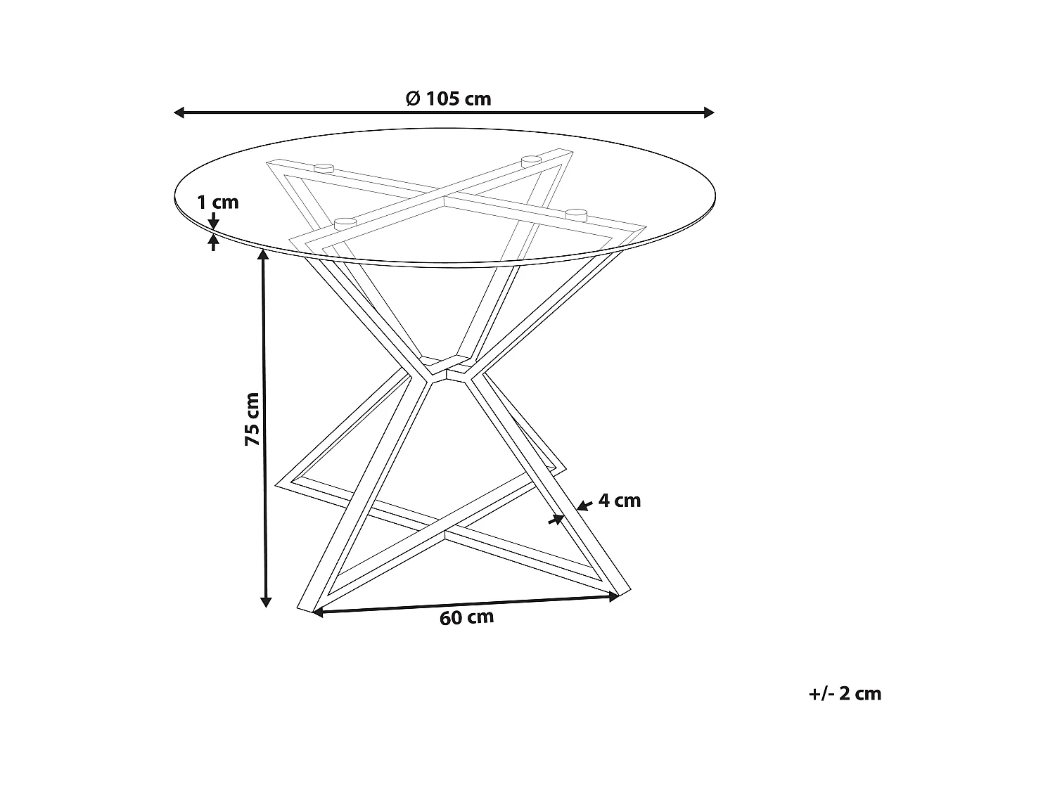Table de repas BOSCO Argenté 105 cm 105 cm Verre de sécurité