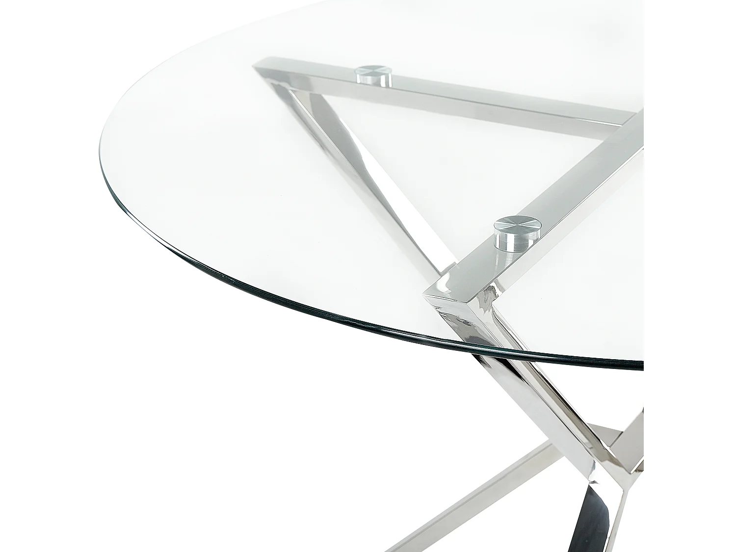 Esstisch glamourös aus temperiertem Glas, silberfarben ⌀ 105 cm Metallbeine Bosco