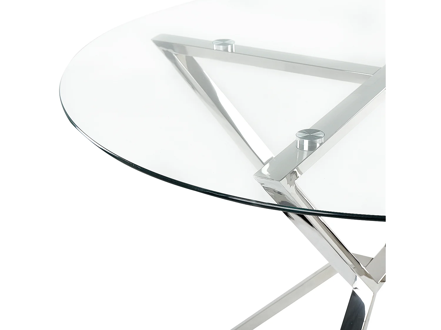 Esstisch glamourös aus temperiertem Glas, silberfarben ⌀ 105 cm Metallbeine Bosco