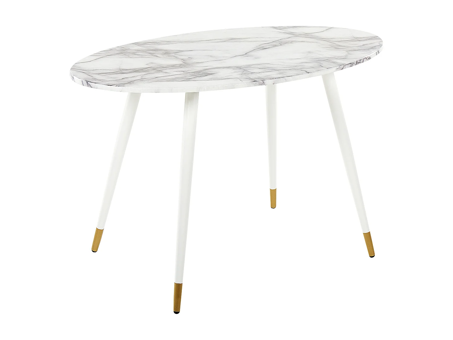 Esstisch glamourös aus MDF Marmor / weiß oval 120 x 70 cm Metallbeine Gutiere
