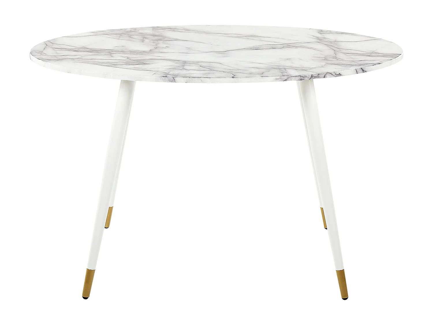 Esstisch glamourös aus MDF Marmor / weiß oval 120 x 70 cm Metallbeine Gutiere