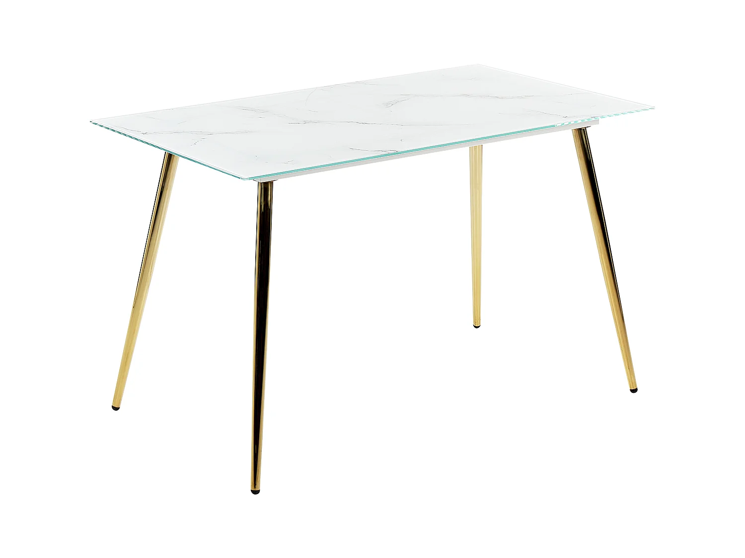 Esstisch temperiertem Glas mit glänzender Platte Marmor Effekt Golde Beine Mulga