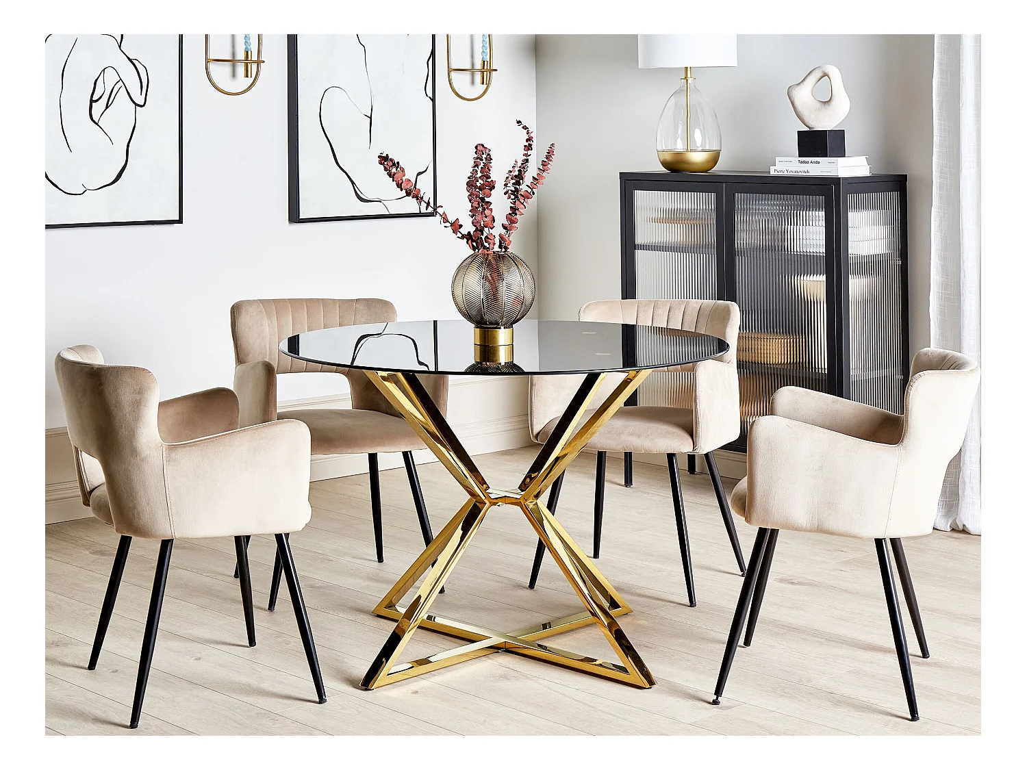 Eettafel BOSCO Zwart 105 cm 105 cm Veiligheidsglas