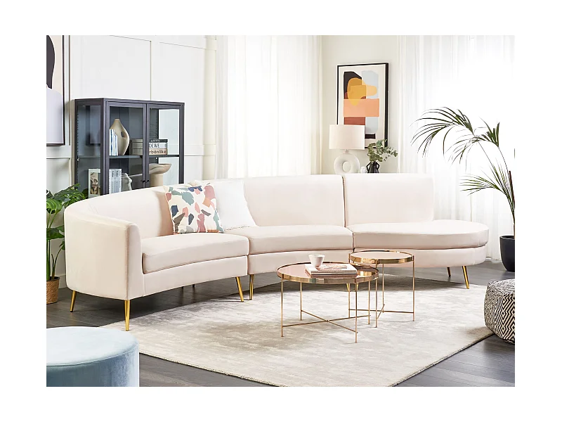 Canapé arrondi 4 places MOSS Velours Beige clair