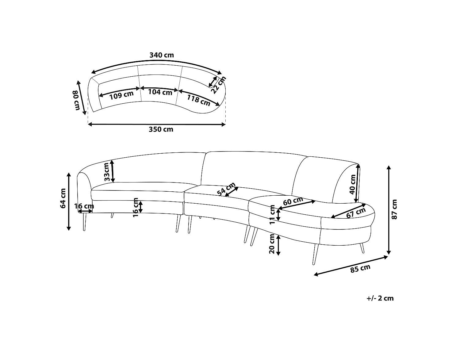 Divano semicircolare MOSS Velluto Beige chiaro 4 posti