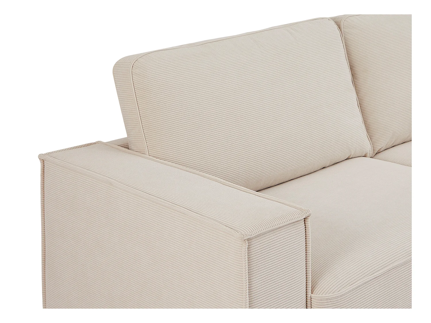 Zitbank – 3 plaatsen – Beige ribfluweel – OLMEDA