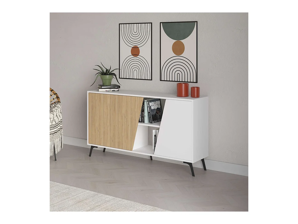 Consola Fiona 150 cm Blanco - Roble