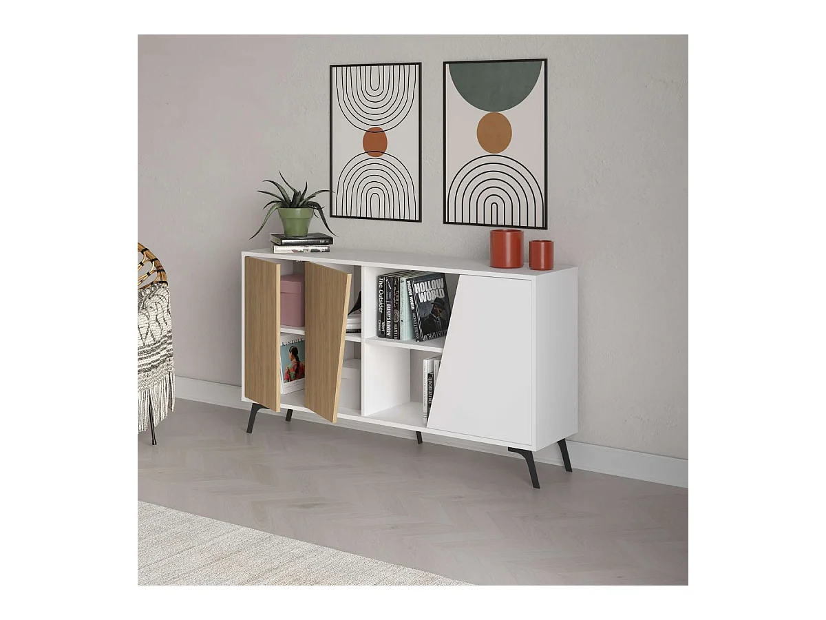 Consola Fiona 150 cm Blanco - Roble