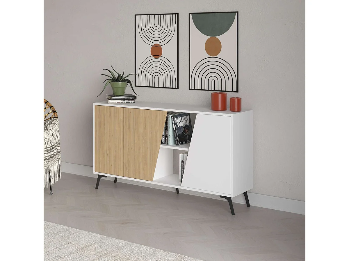 Consola Fiona 150 cm Blanco - Roble