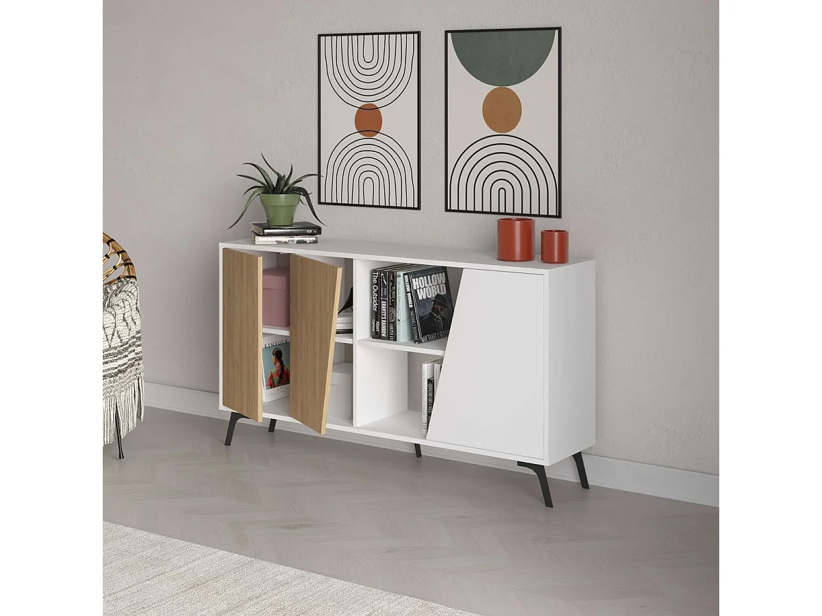 Consola Fiona 150 cm Blanco - Roble